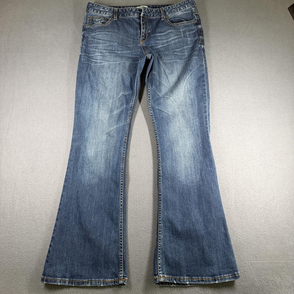 Aeropostale Hailey Flare Jeans Juniors 14 Blue Med Wash Mid Rise Stretch Denim